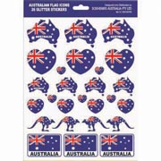 Australian Flag Icon Glitter Stickers, A4 sheet